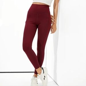 American Eagle Maroon Everyting Pocket High-Waisted Leggings S NWOT